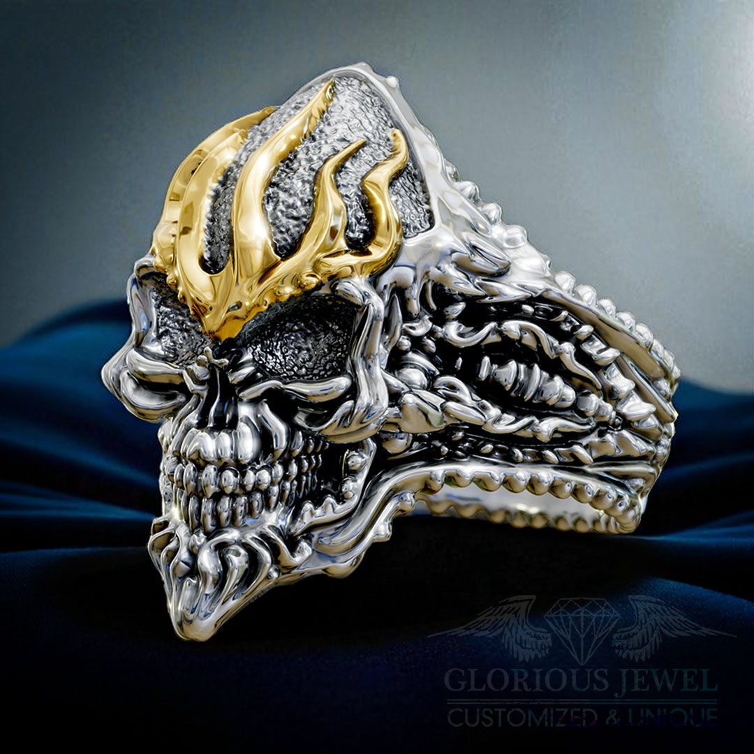 Sygnet SKULL Płomienie