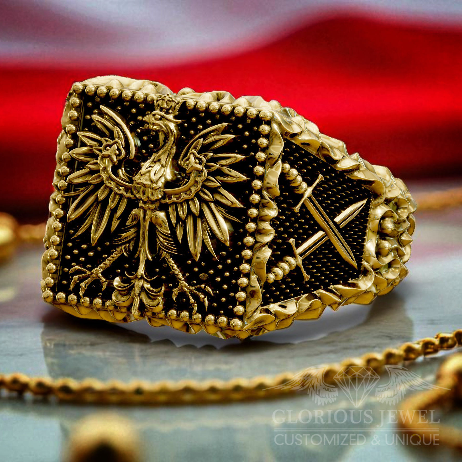 Polish Eagle ring, Polish Eagle Swords, polska bialo czerwoni, Poland National