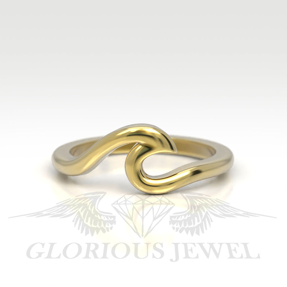 Gold Wave Ocean Wedding Band - Beach Inspired Bridal Ring - Handcrafted Gold