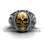 Thumbnail: Floral Skull Signet Gold Biker Ring - Gothic Statement Jewelry - Unique Floral