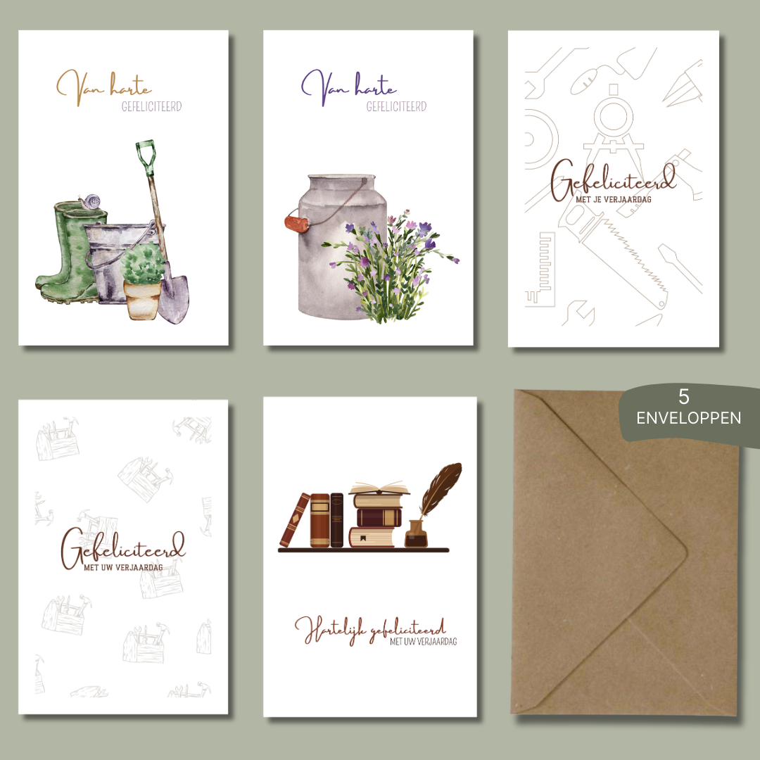 Kaarten gefeliciteerd man (set Sem)