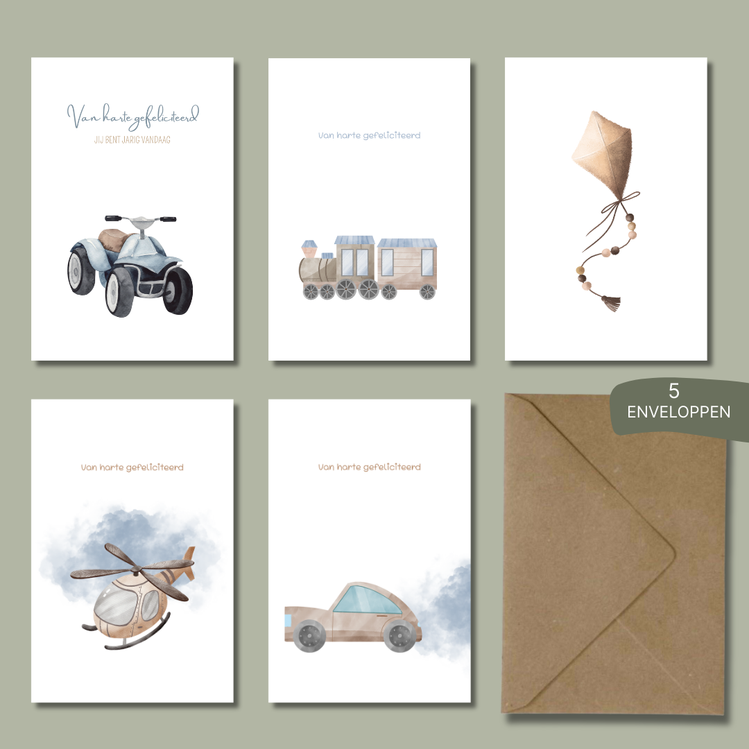 Kaarten gefeliciteerd boy (set Milo)