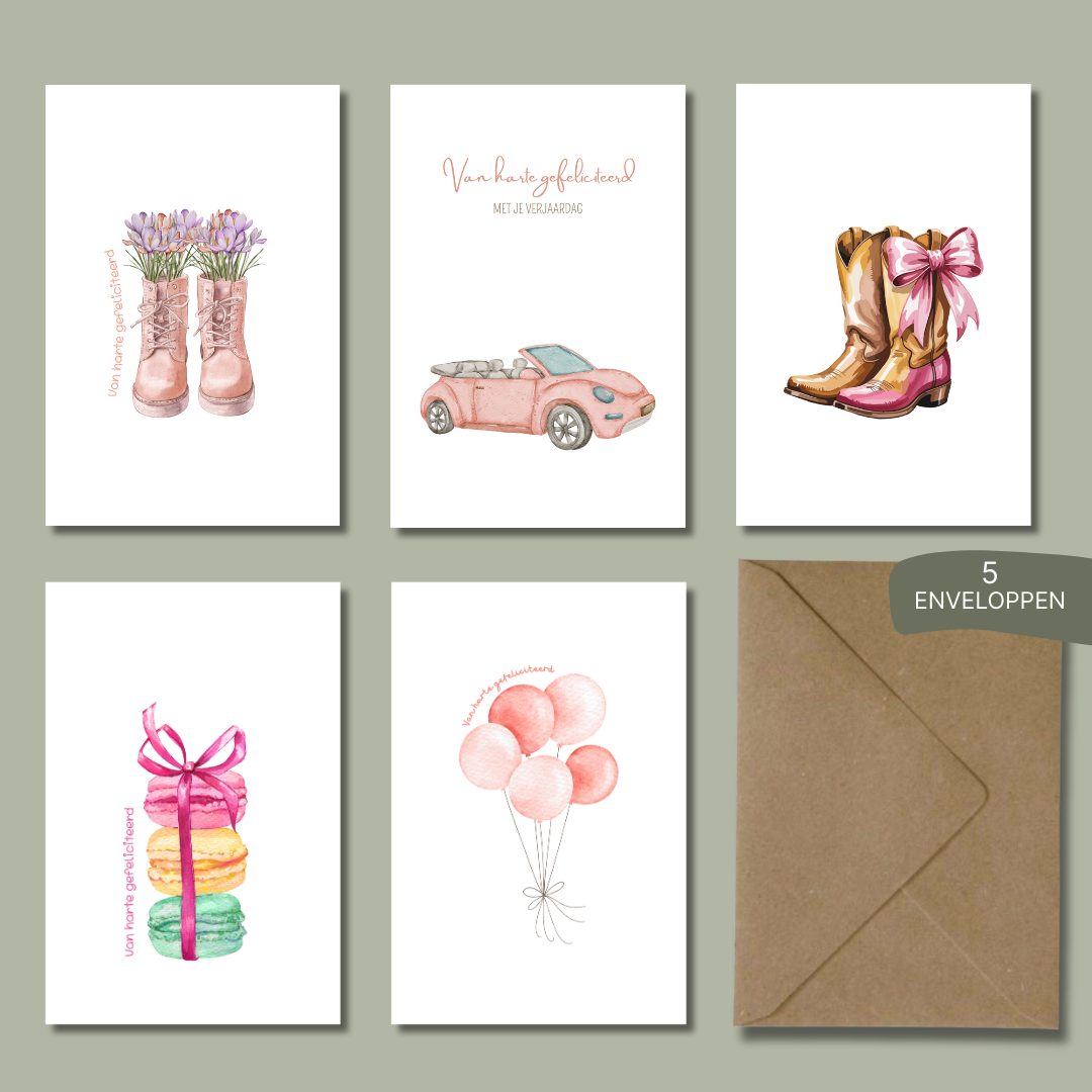 Kaarten gefeliciteerd jongedames (Set Emma)