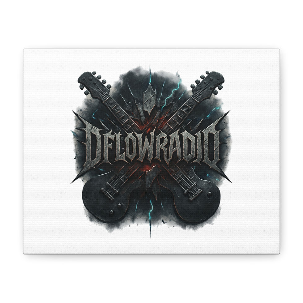 Metal Guitar Logo Canvas - 'DFLOWRADIO' Stretched Matte Wall Art