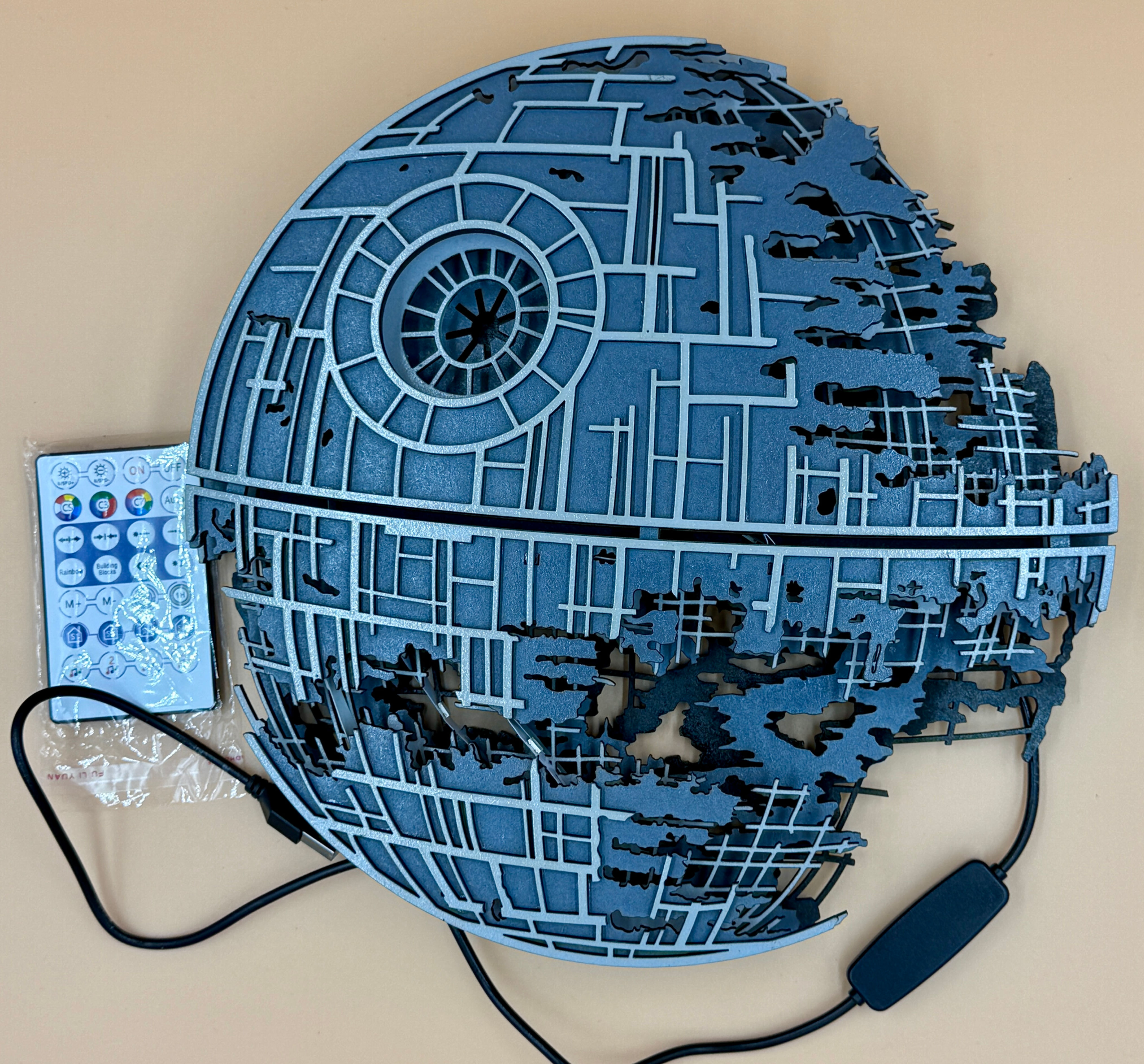 Death Star Multilayered Wall Art With Built In LED lights and Remote