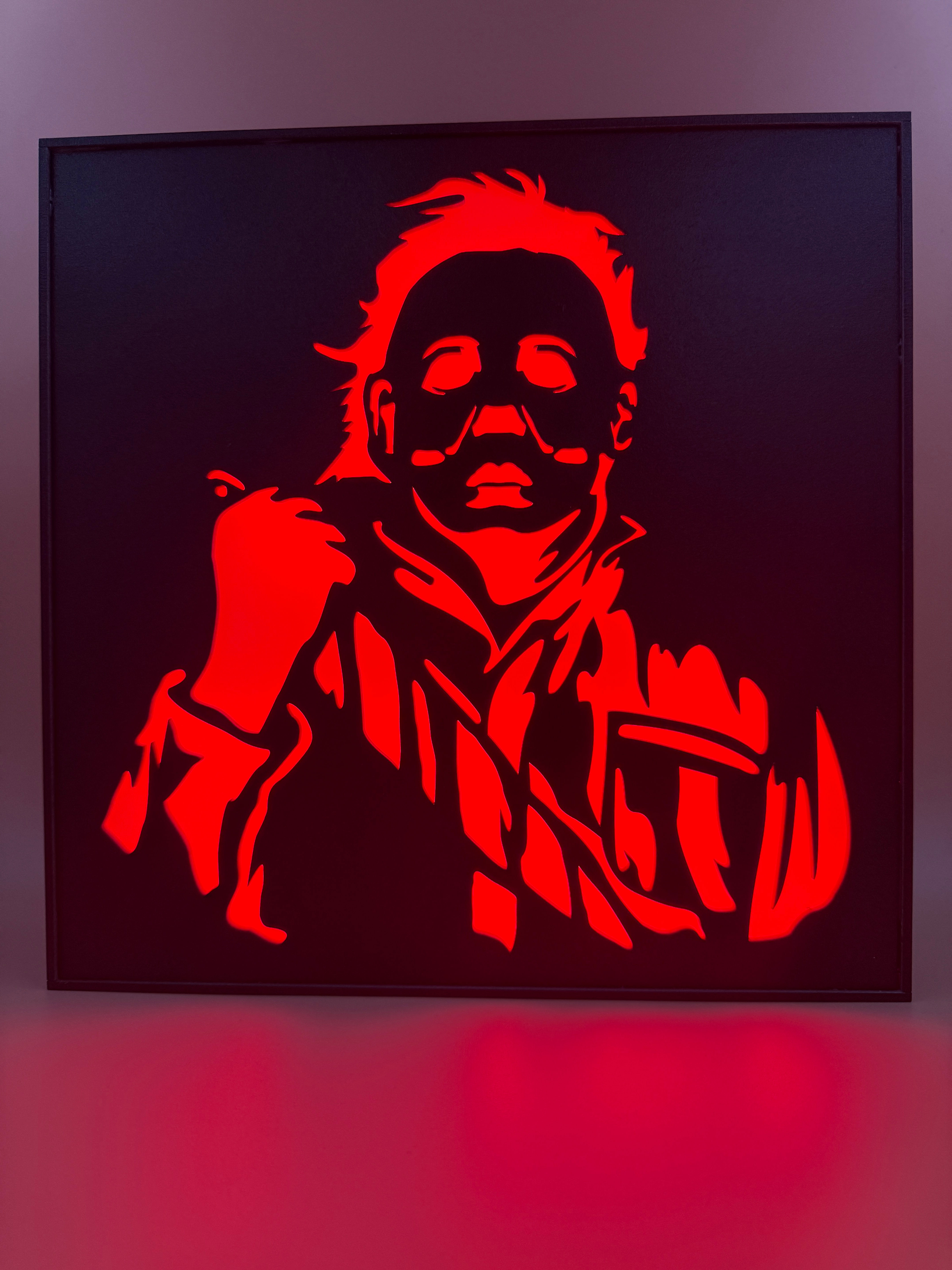 Michael Myers Inspired Wooden Light Box With Multicoloured LED And Remote