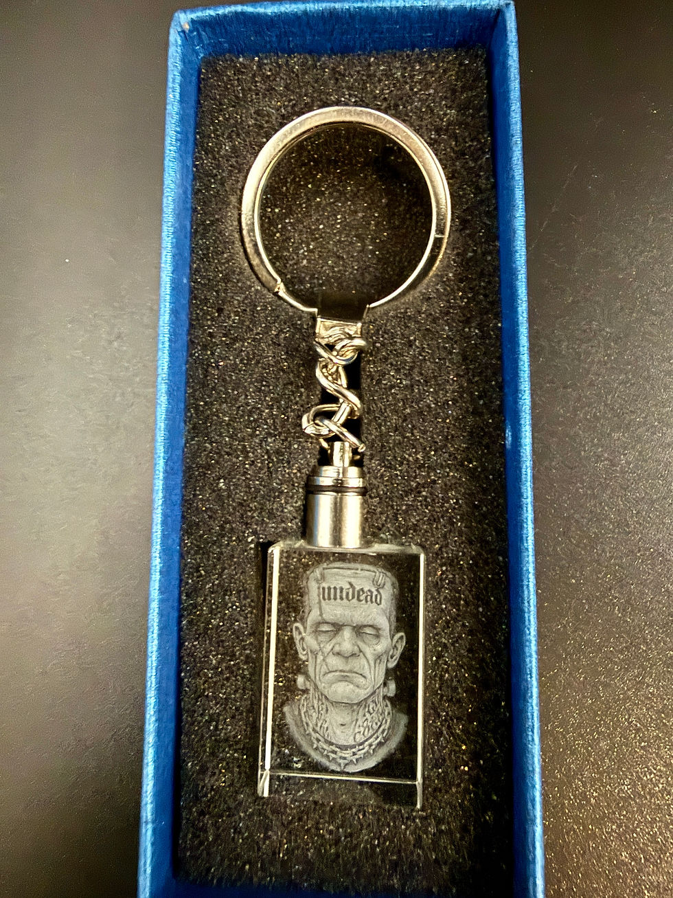 Thumbnail: Frankenstein's monster Inspired K9 Inner Engraved Keychain, Multicoloured LED
