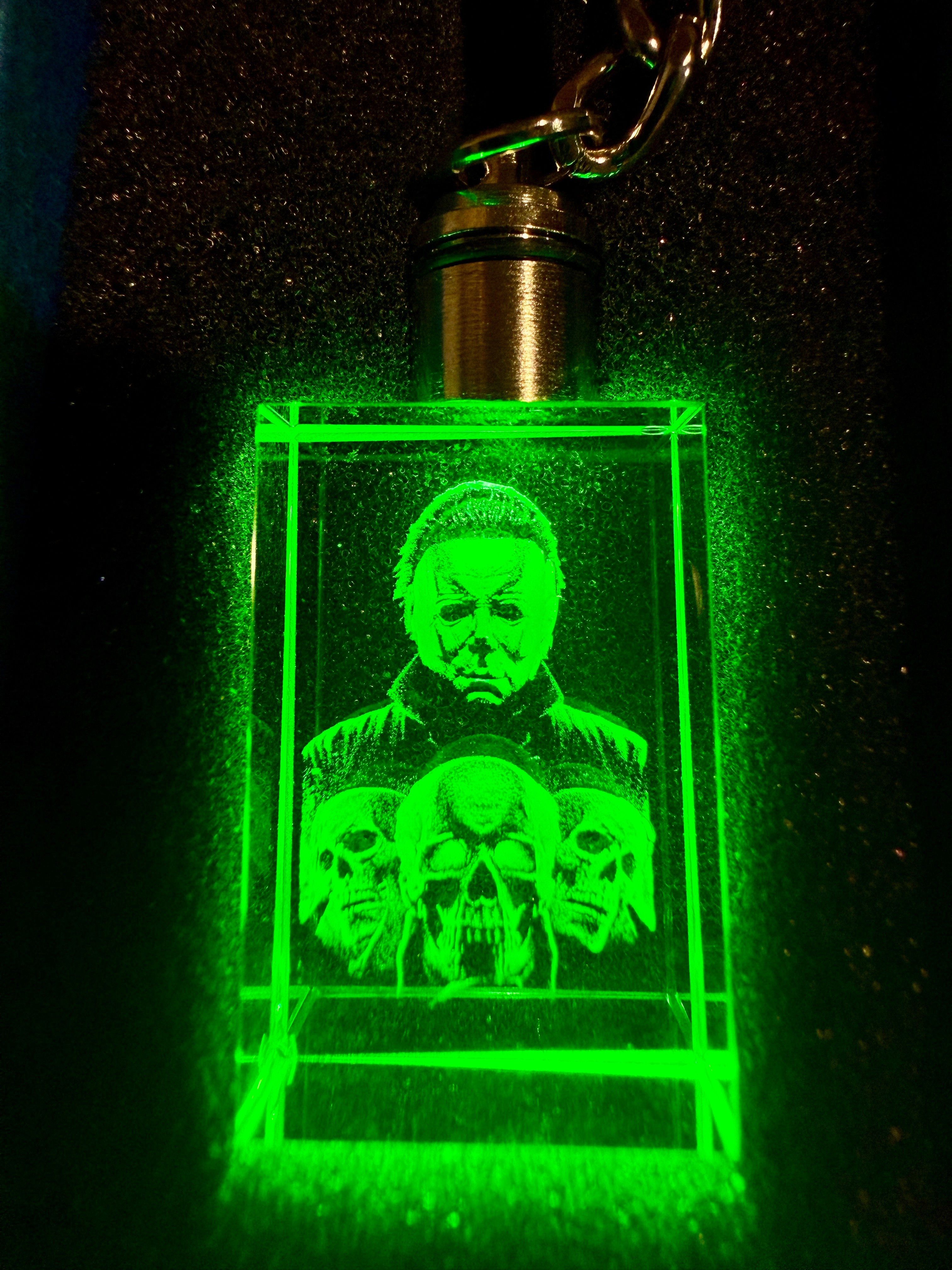 Michale Myres Inspired Inner Engraved K9 Crystal Keychain With Multicoloured LED