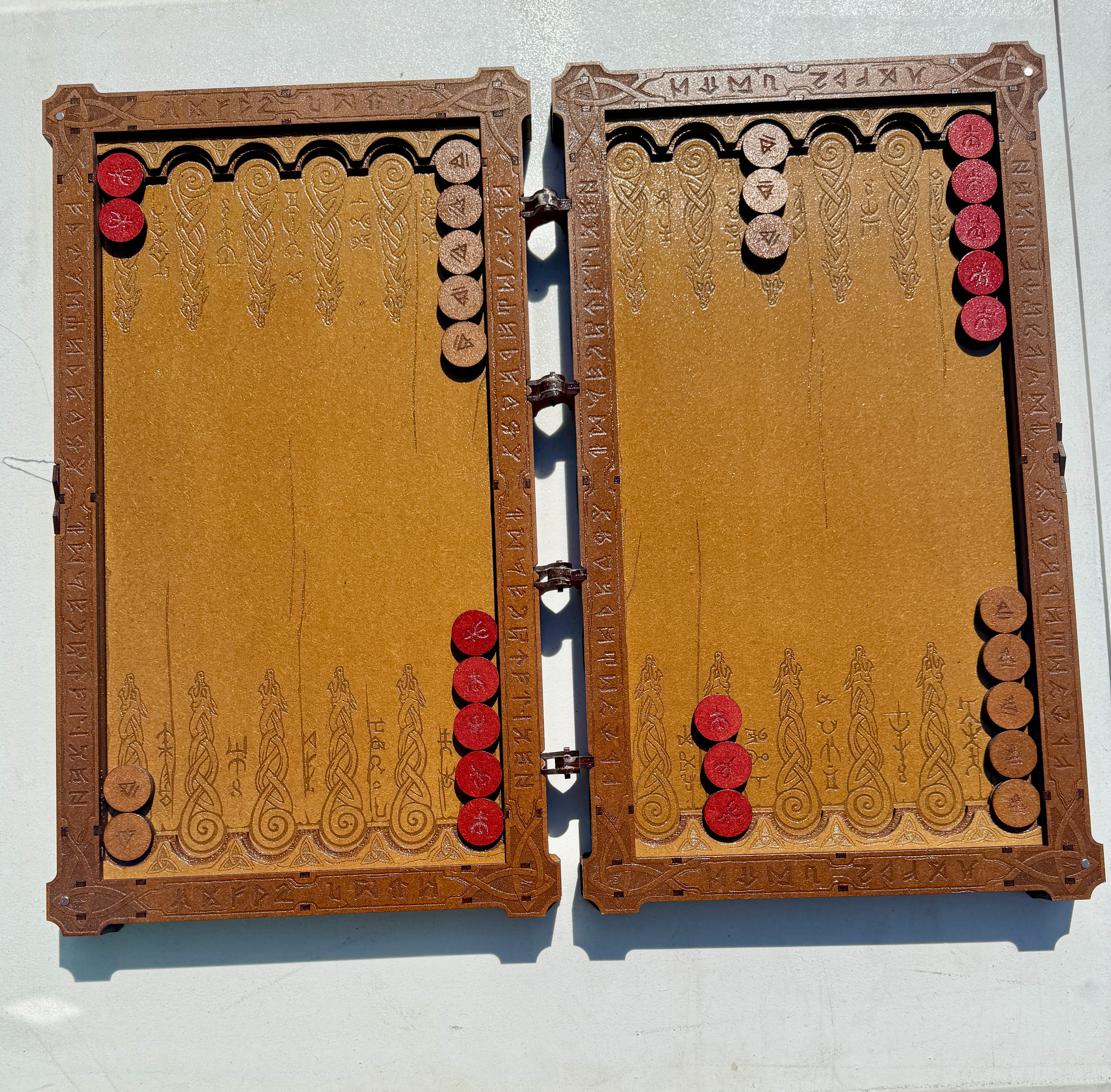 Wooden Backgammon Board with Checkers
