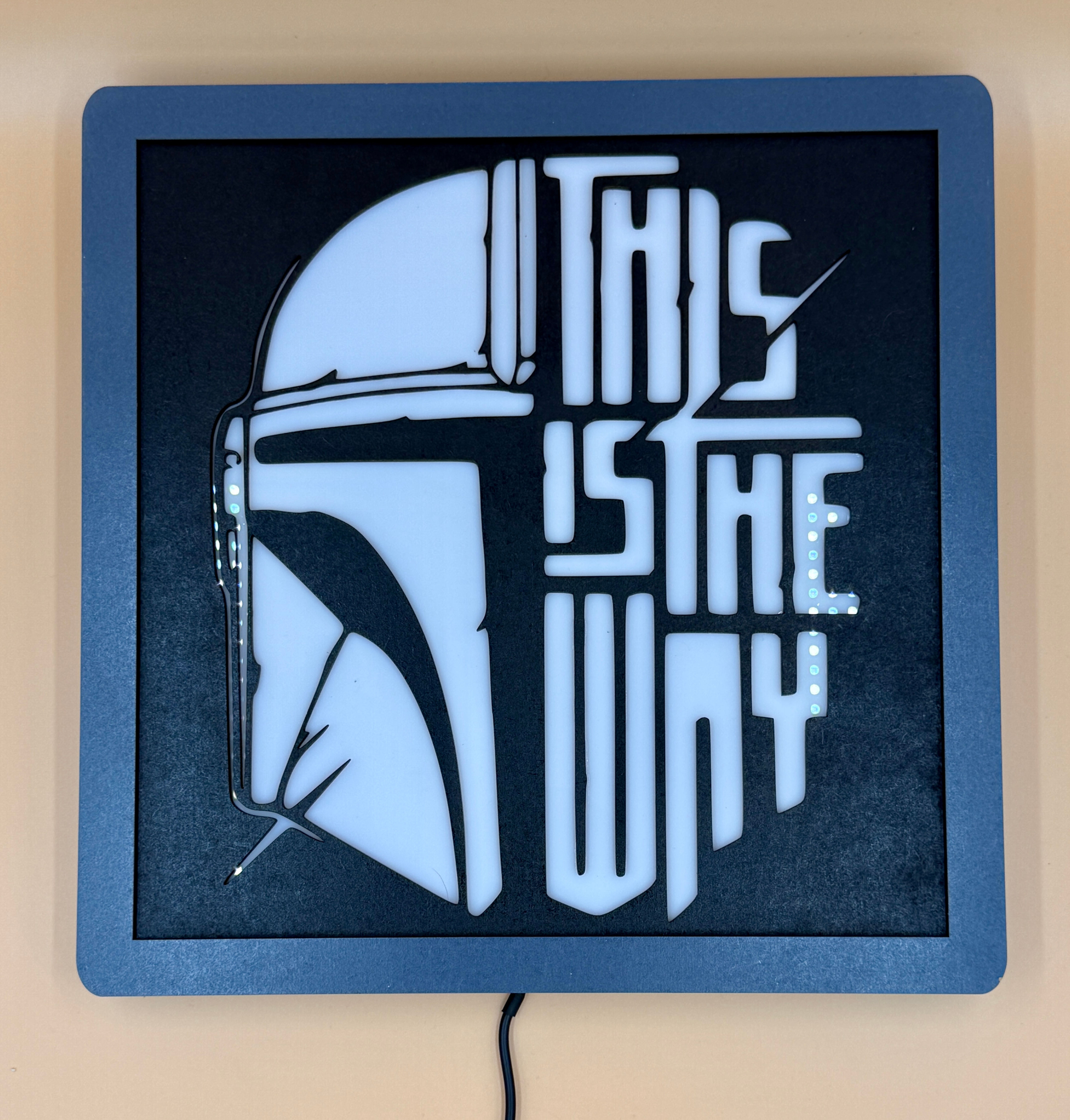 Wooden Mandalorain " This Is The Way " inspired Light Box Wall Art