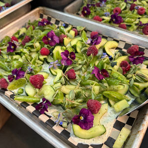 Veggies Berries Flowers In A Yogurt Sauce