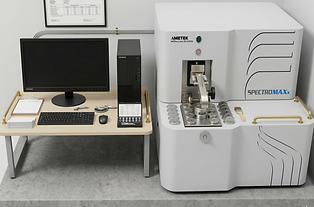 Advanced Optical Emission Spectrometer (OES) setup used for precision metal analysis and chemical composition testing in a me