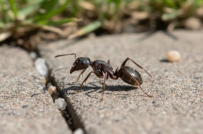 ant in the garden on path