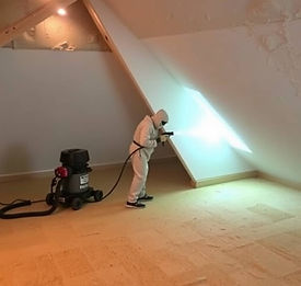 loft cleaning with insulation disinfectant mack and torch hover and spray
