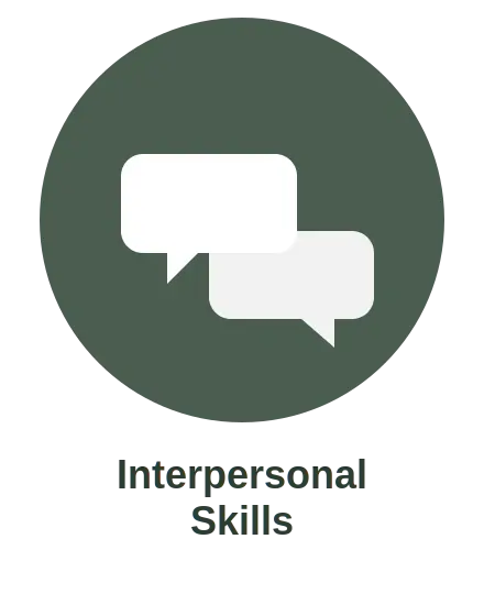 Interpersonal Skills icon, flat illustration, teal and orange, square