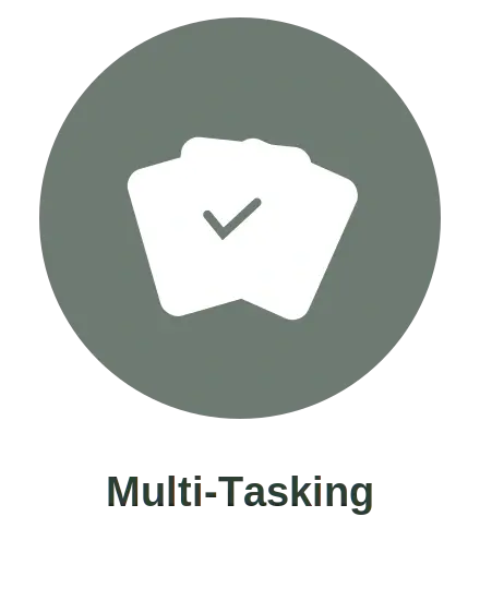Multi-Tasking icon, flat illustration, purple and teal, square