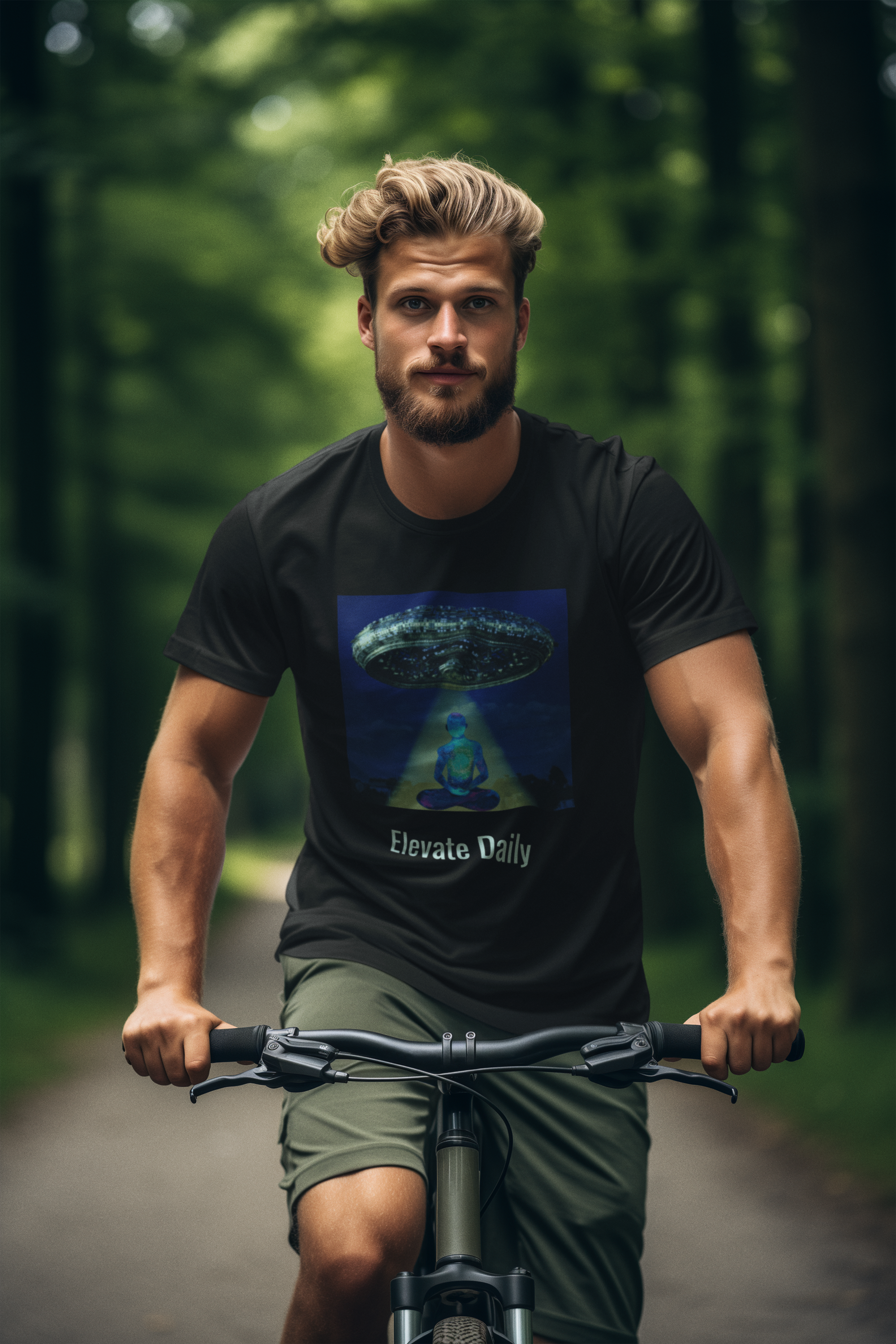 Meditating Alien UFO T-Shirt — "Meditate Daily" Graphic Tee