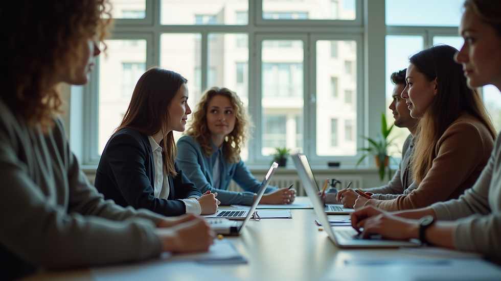 Eye-level view of a group of people engaged in a collaborative learning session