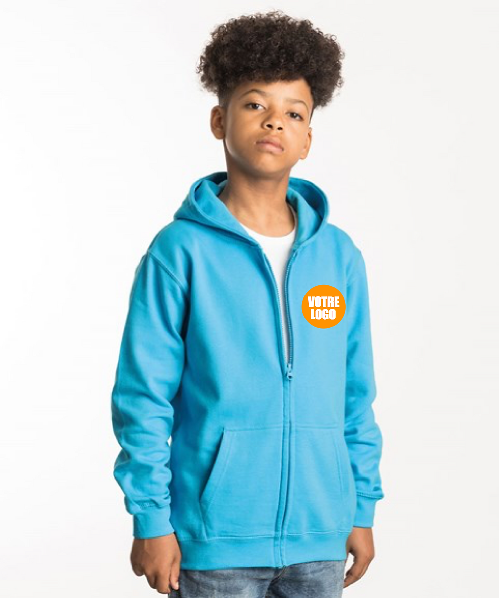 Sweat capuche zippé ENFANT - Logo coeur