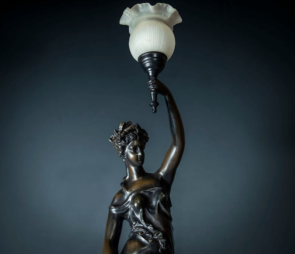Miniatura: Luminária Europeia de Petit Bronze no Estilo "Art Nouveau"