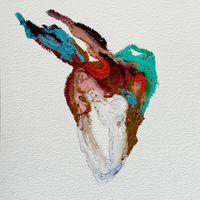 Peinture abstraite représentant un cœur anatomique aux couleurs vives et texturées. Les teintes de rose, vert, rouge, jaune et blanc se mélangent dans un style expressif, appliquées en épaisseur pour créer du relief. L’ensemble évoque une fusion entre l’organique et l’émotionnel, avec des formes qui suggèrent des silhouettes humaines ou des éléments naturels. Le fond blanc met en valeur les contrastes et la richesse des couleurs, donnant à l’œuvre une dimension artistique forte.