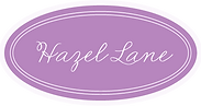Hazel Lane logo with cursive white text inside a purple oval, used for brand identity and creative design services.