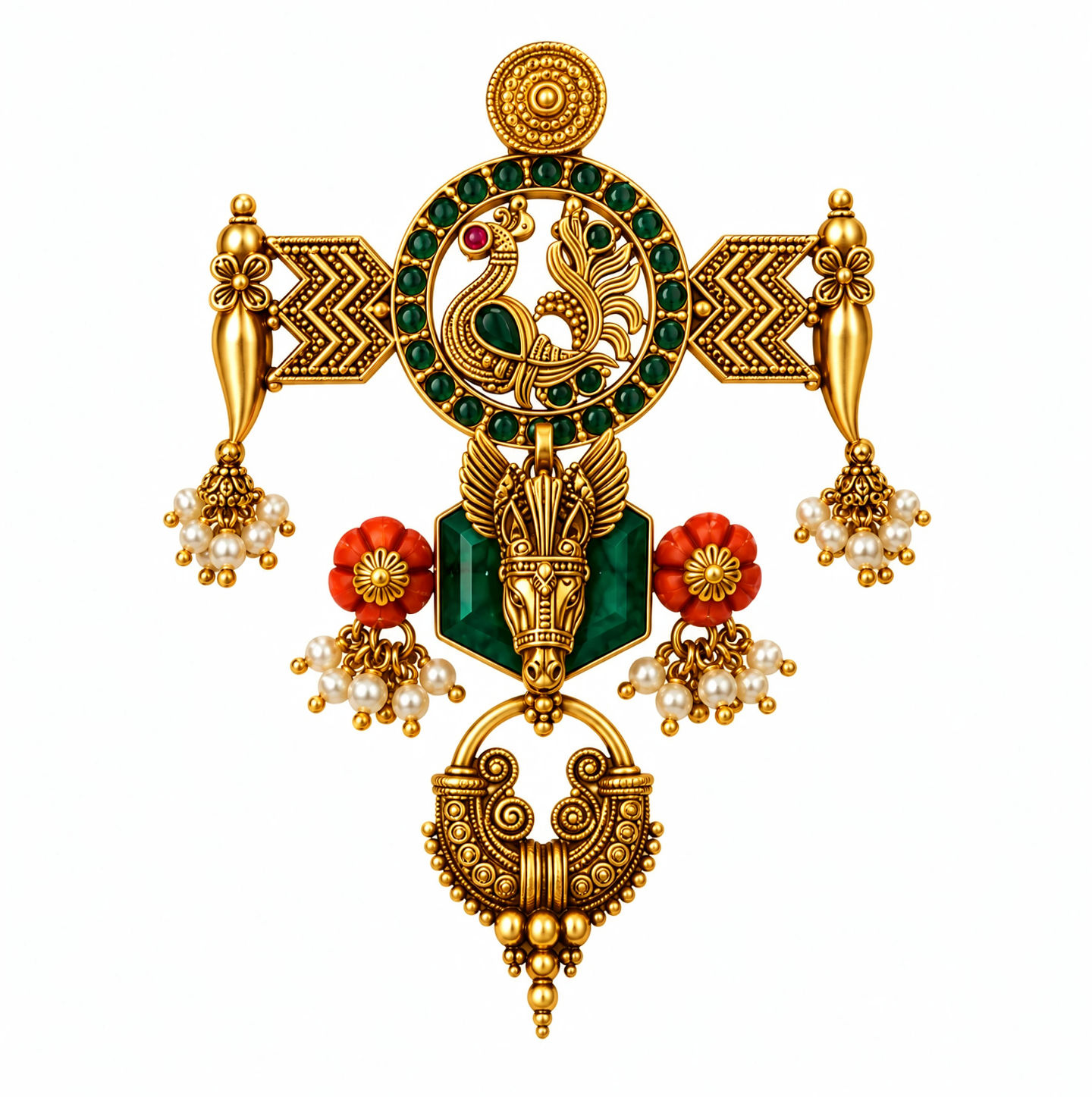 Fusion Architectural Peacock & Winged Animal Statement Pendant