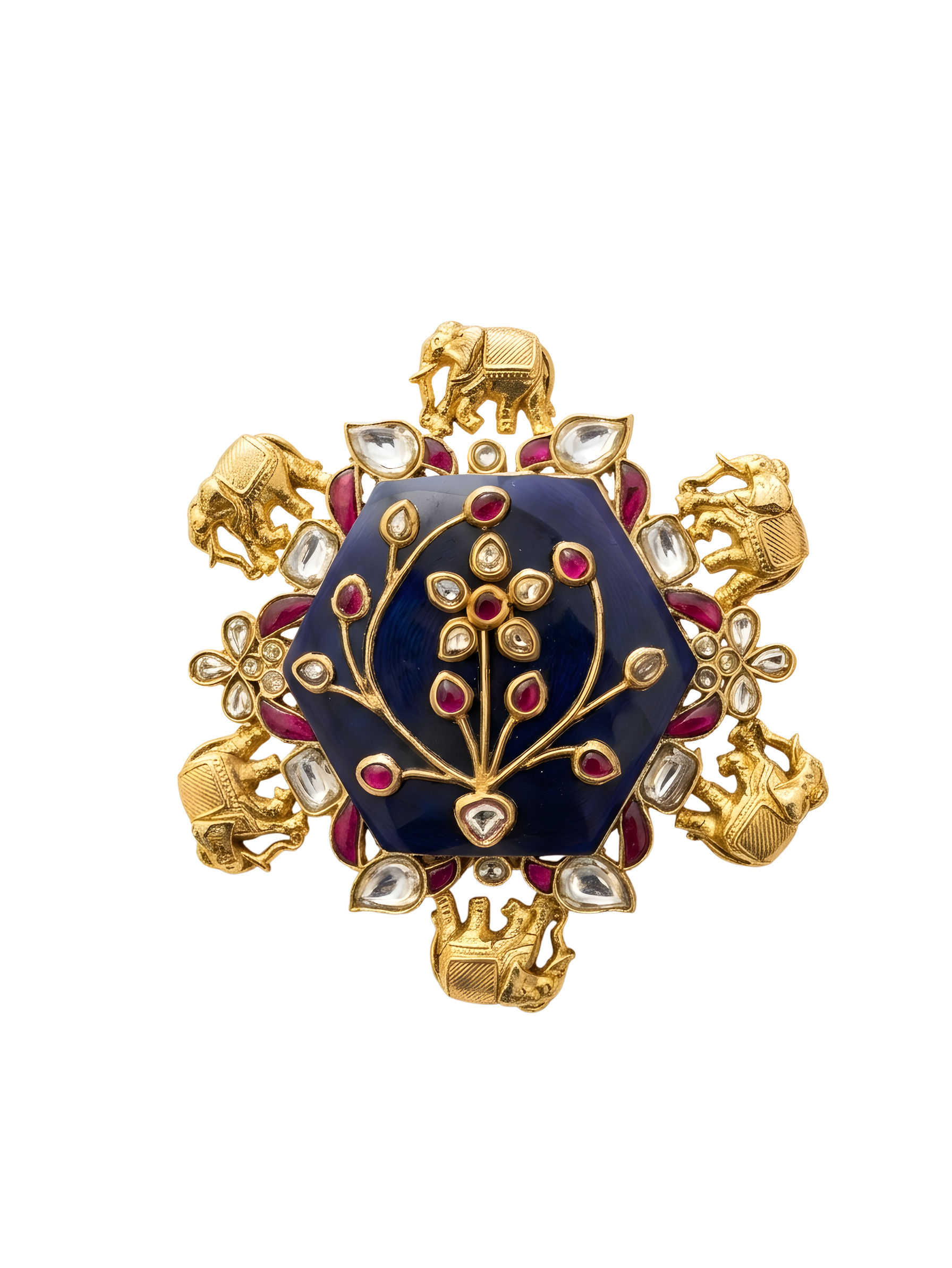 Royal Elephant Meenakari Statement Pendant