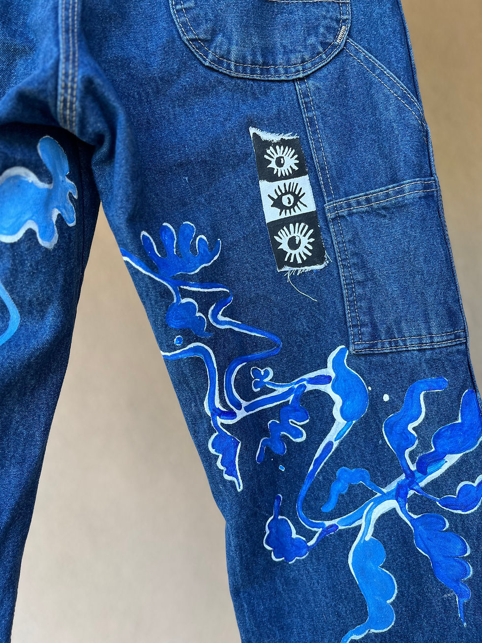 Thumbnail: surreal upcycled dickies blue jeans Sz 32