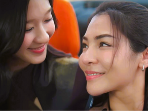 Lalin smiles at Arisa after successfully driving her car as the pair share a heartfelt moment in Broken of Love Episode 8.