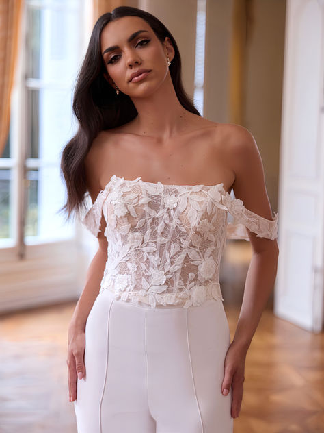 Mix & Match Brautkleid, Brauttop, Korsage, Blütenspitze