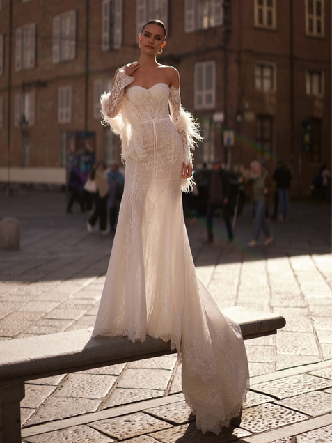 Fit-&-Flare-Brautkleid mit Korsage und chantilly-Spitze