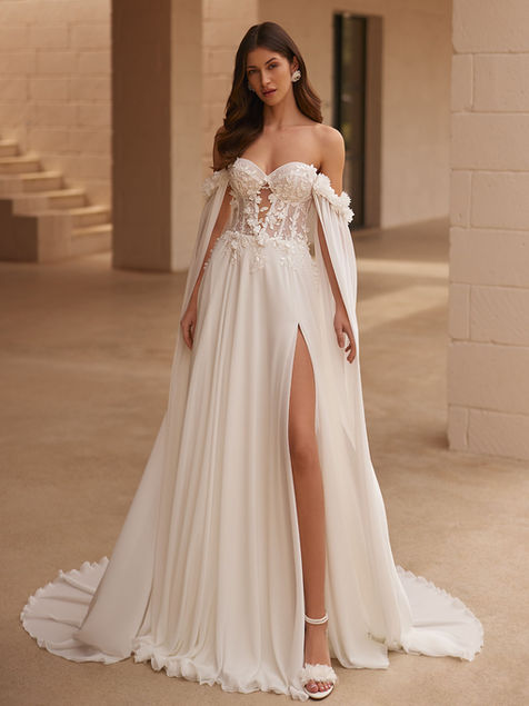 Brautkleid von Elizabeth Passion mit Chiffon-Rock und Korsage