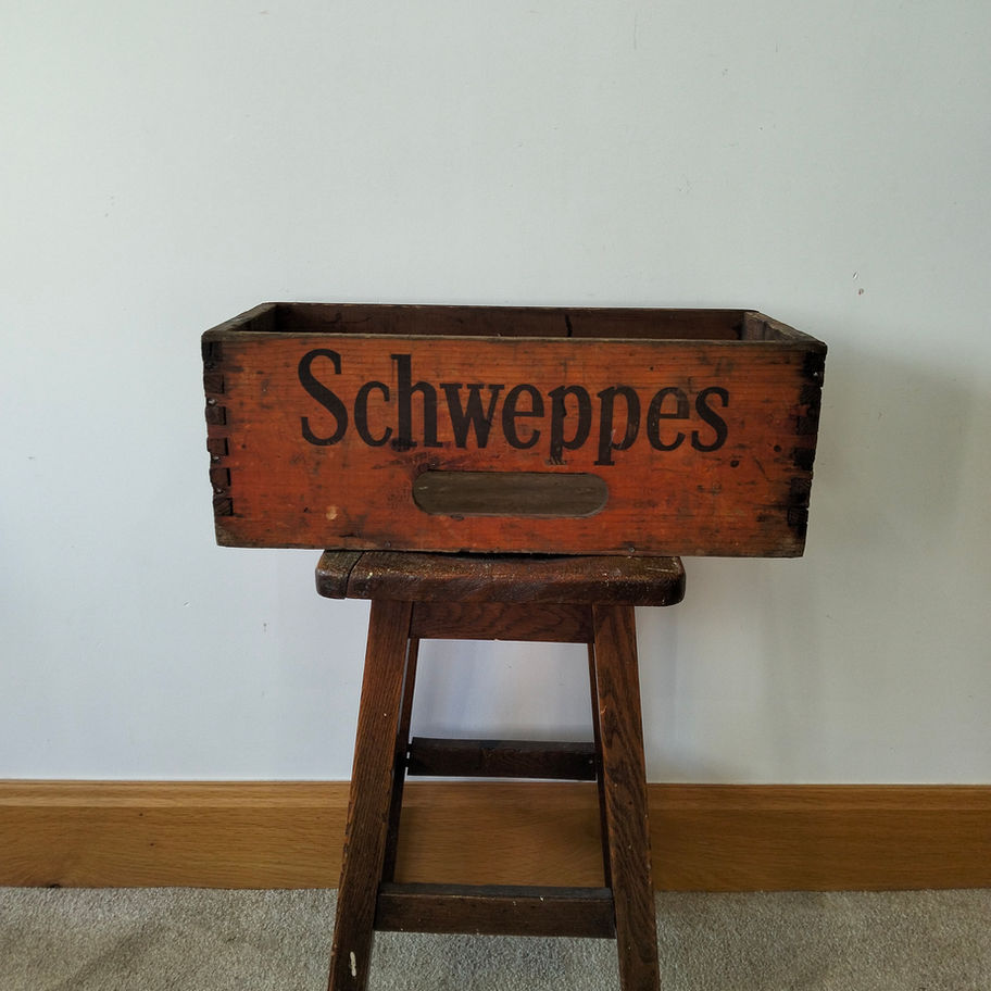 Vintage Schweppes oak crate probably 1970s original not reproduction