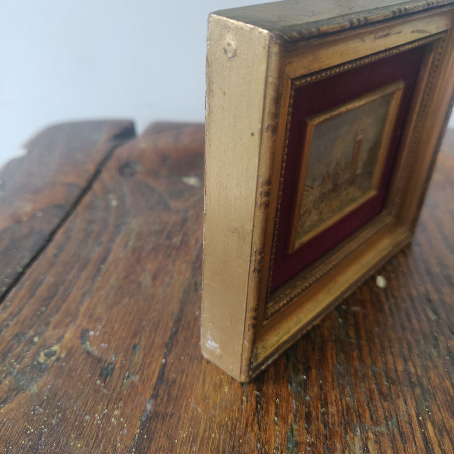 Vintage May be older miniature hand painted water colour of Piazza San Marco