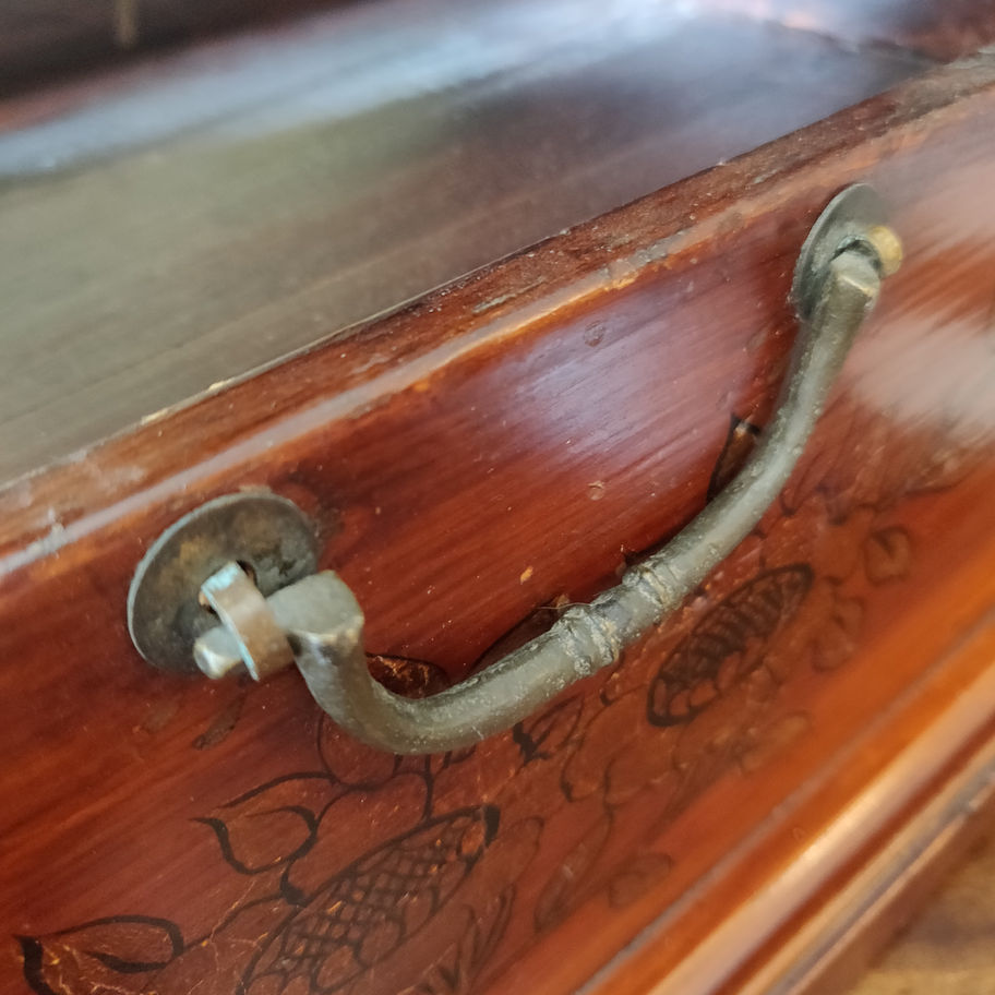 Vintage Chinese folding rosewood dressing table mirror with drawer hand made