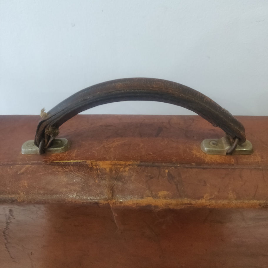 Vintage leather brief case with initials JWR amazing display piece
