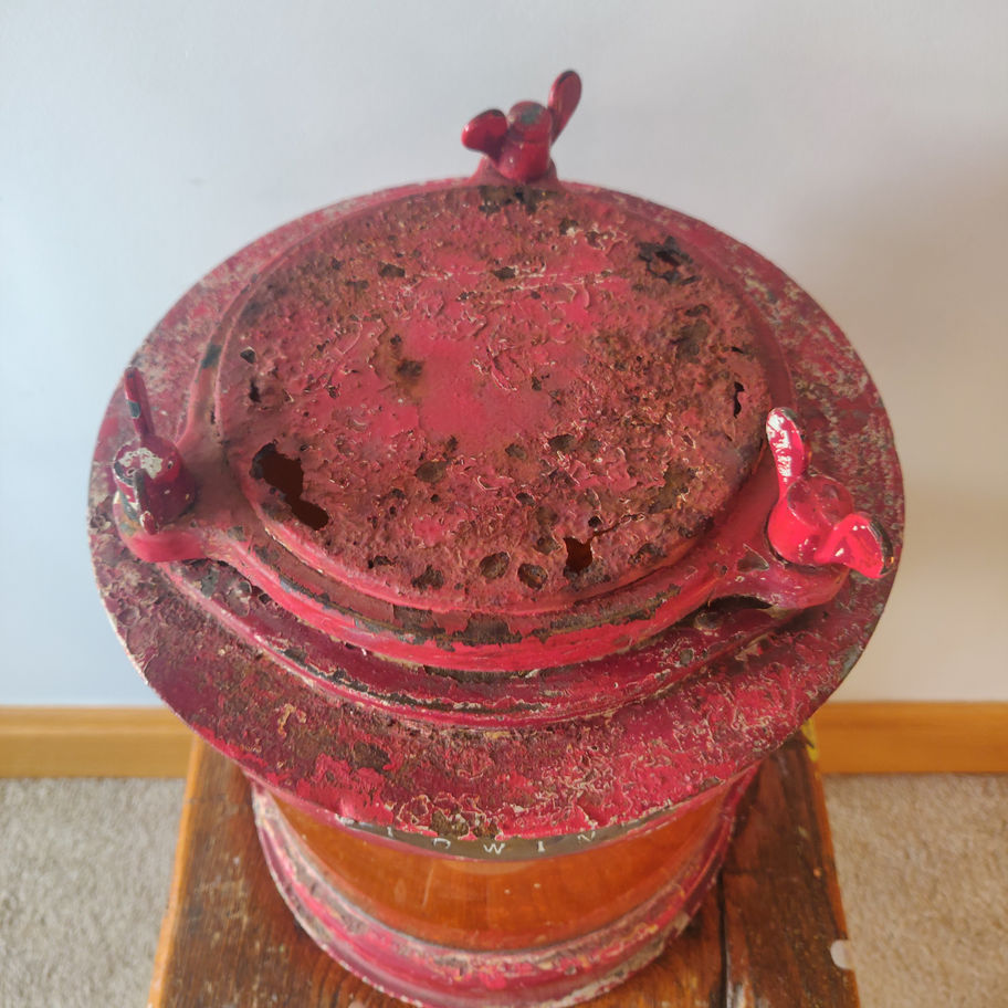 Antique Victorian late 19th century heavy cast metal ships towing lamp amazing!