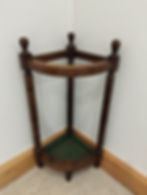 Antique Late Victorian Oak Corner Umbrella & Stick Stand with Metal Drip Tray