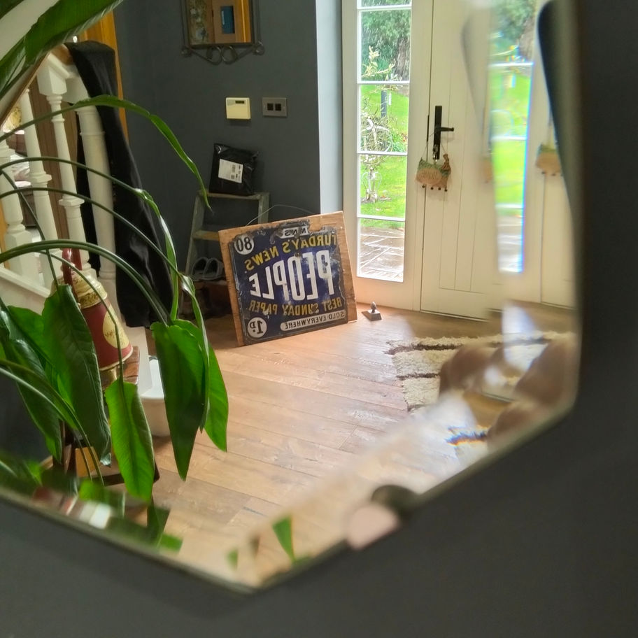 Vintage Art Deco Bevelled ( always a sign of quality)Wall Mirror (c. 1930s) oak