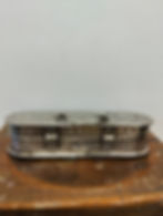 Antique Embossed Metal Lidded Box with Carry Handle Possibly for jewellery