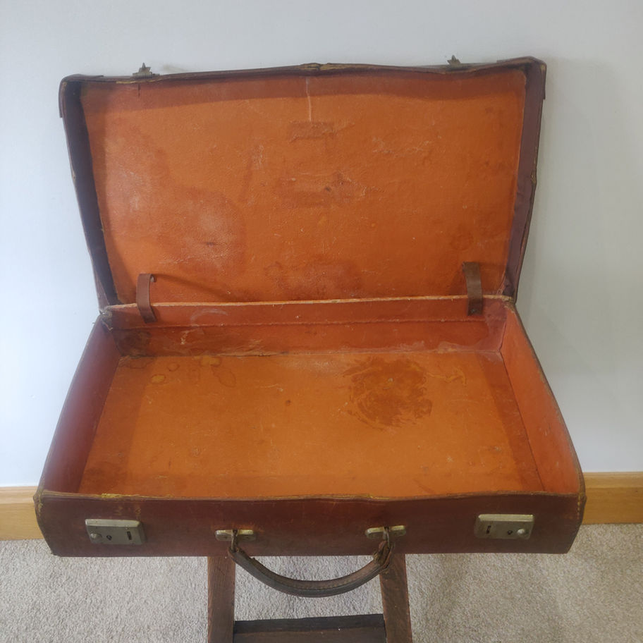 Vintage leather brief case with initials JWR amazing display piece