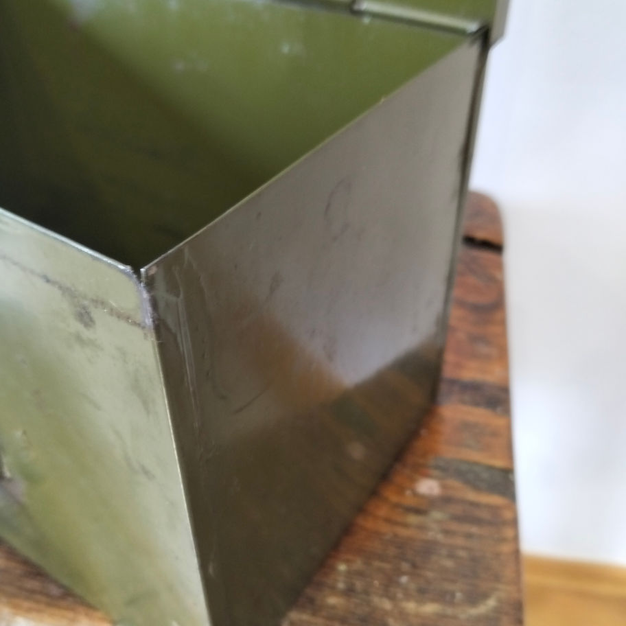 Vintage Military Green Steel Filing Index Box Industrial Storage c.1950s