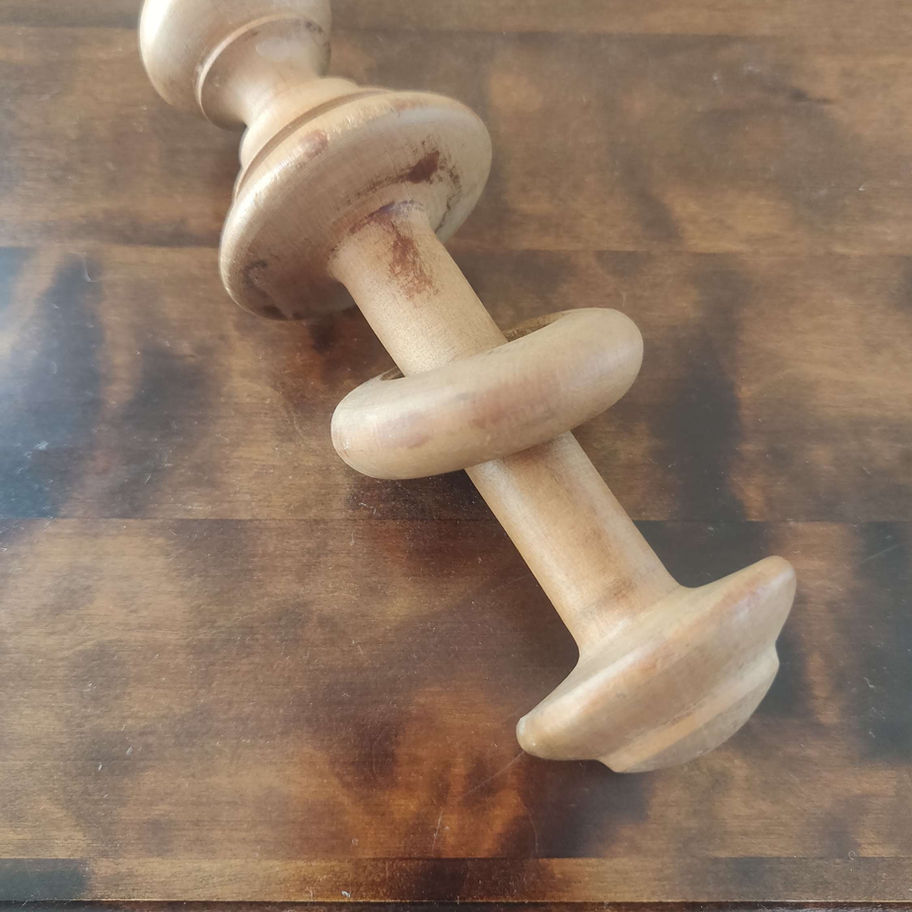 treen toy whistle, ball and cup, rattle and teether