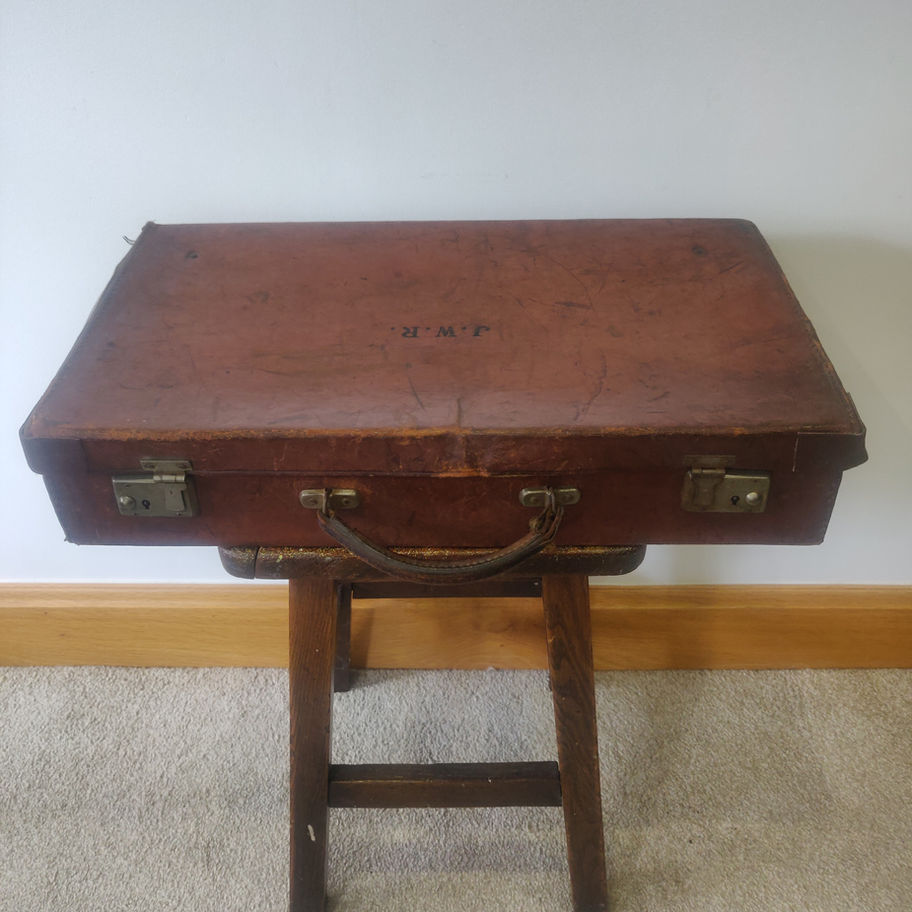 Vintage leather brief case with initials JWR amazing display piece