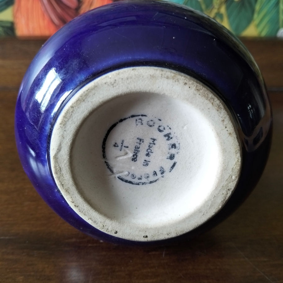 Vintage Roche Frères Apricot Liqueur Bottle – Cobalt Blue Ceramic – La Côte-Sain