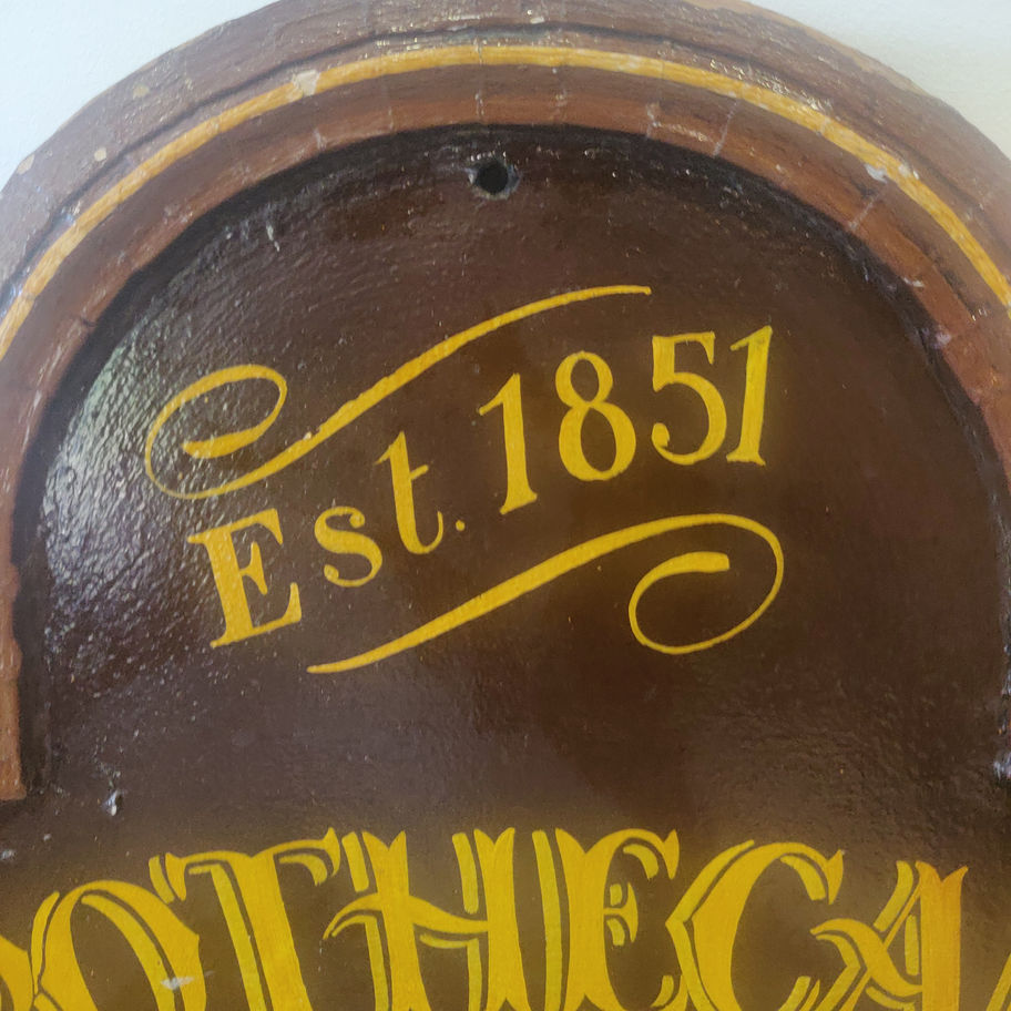 Vintage May be older hand painted large heavy oak/board apothecary sign wow!!!