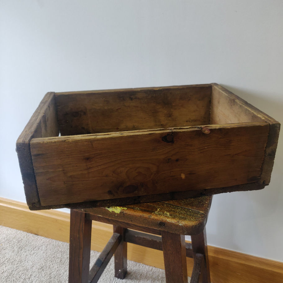 Vintage early 20th century oak crate original not reproduction