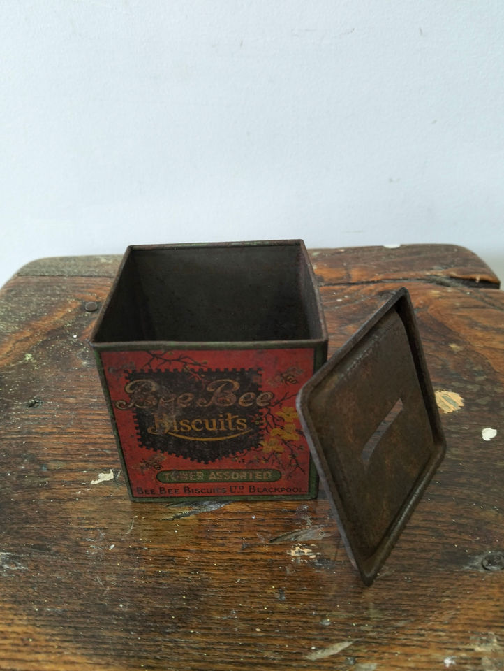 Vintage Bee Bee Biscuits “Tower Assorted” Advertising Tin Money Box
