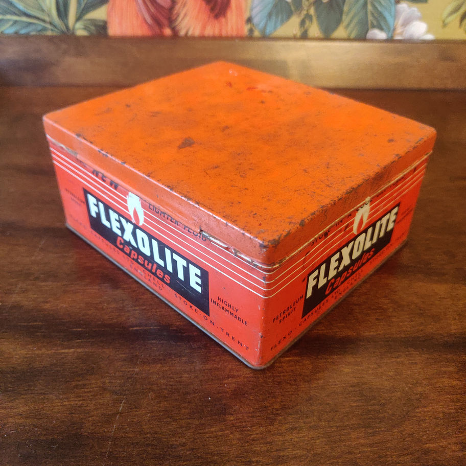 Vintage 1950s 60s Flexolite lighter fluid capsules tin